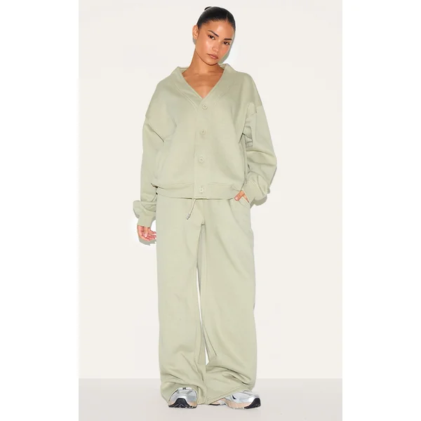 Petite Olive Drawstring Wide Leg Sweatpants