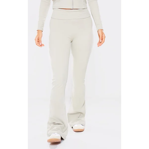 Petite Pale Khaki Snatched Sculpt Foldover Pants