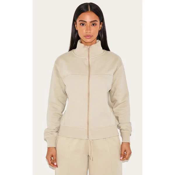 Petite Pebble Seam Detail Zip Through Track Top