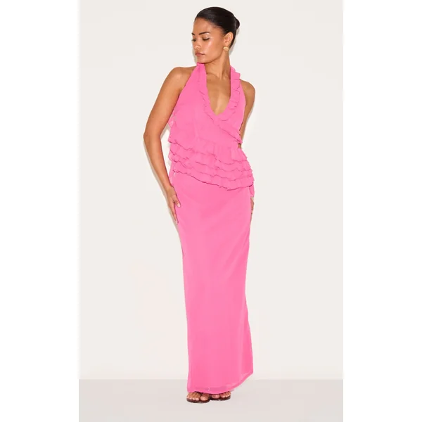 Petite Pink Mesh Maxi Skirt