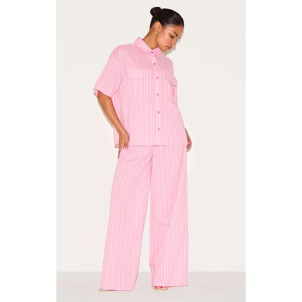 Petite Pink Pinstripe Wide Leg Pants