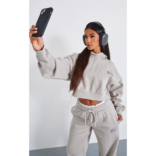 Petite Premium Stone Printed Boxy Hoodie