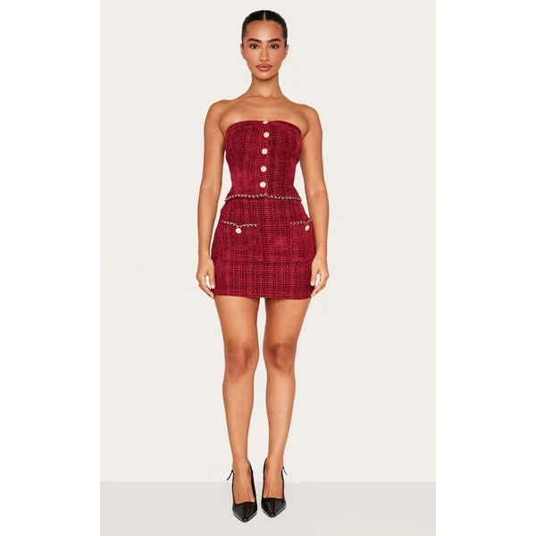 Petite Red Twill Mini Skirt