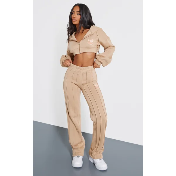 Petite Sand Graphic Detail Oversized Sweatpants