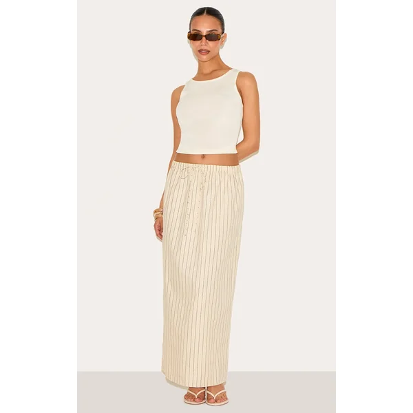 Petite Stone Cotton Drawstring Tie Maxi Skirt