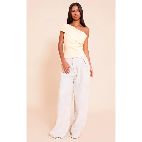Petite Stone Tailored Linen Look Wide Leg Pants