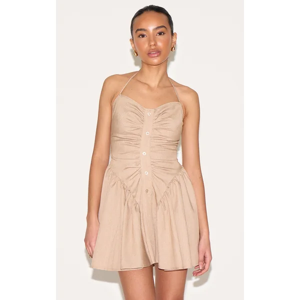 Petite Taupe Frill Shift Dress