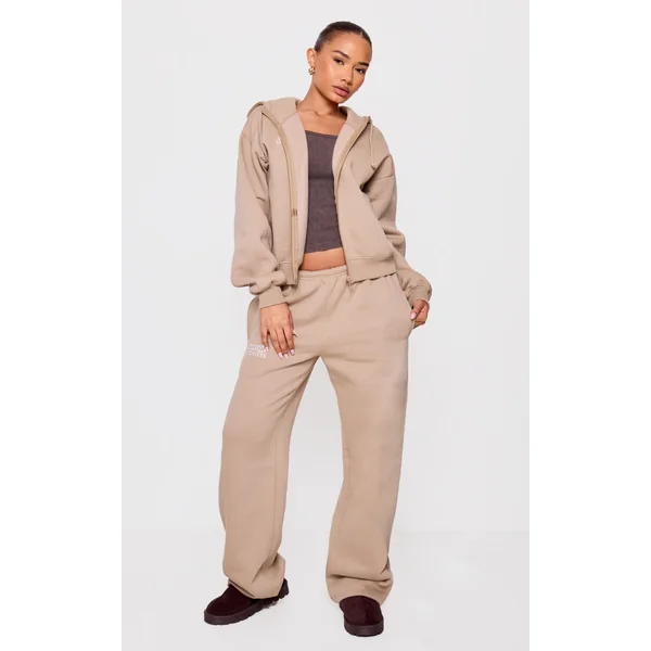 Petite Taupe Studio Archives Thin Waistband Wide Leg Sweatpants