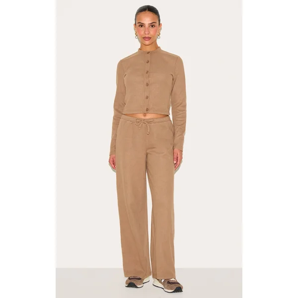 Petite Taupe Super Soft Drawstring Wide Leg Pants