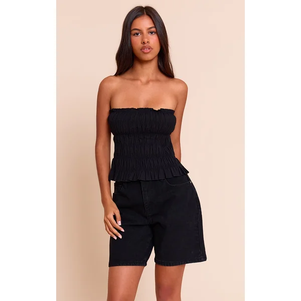 Petite Washed Black Low Rise Baggy Boyfriend Shorts