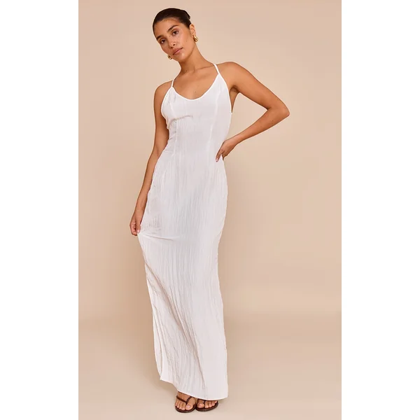 Petite White Beaded Strap Detail Maxi Dress