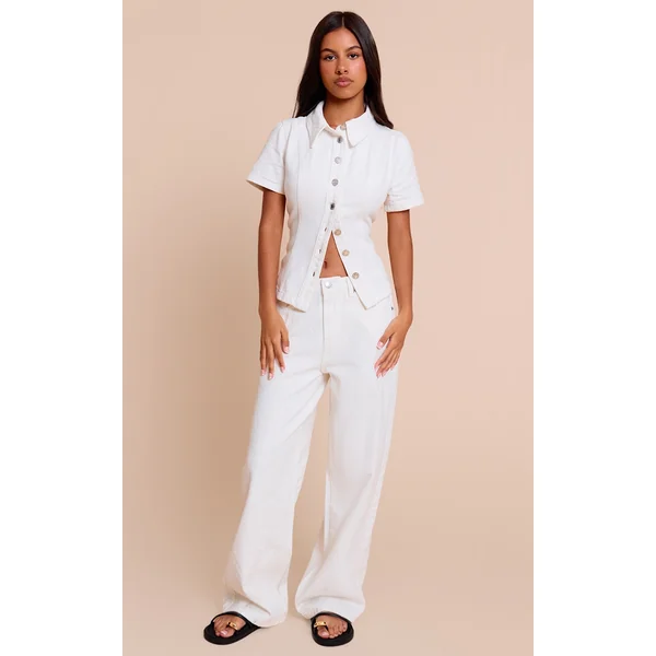 Petite White Mid Rise Straight Leg Jeans