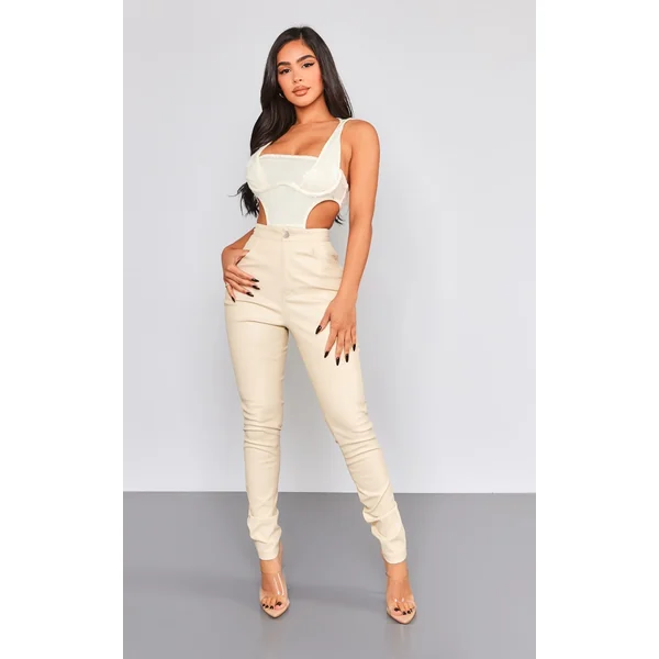 Petite White Sequin Cut Out Bodysuit With Hood