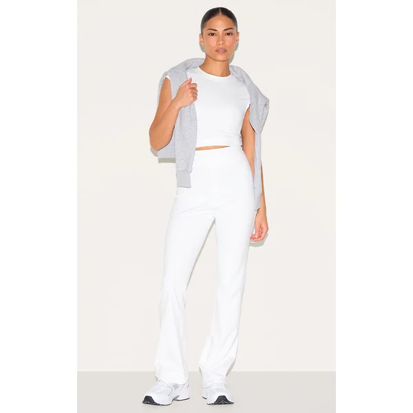 Petite White Snatched Sculpt Flared Pants