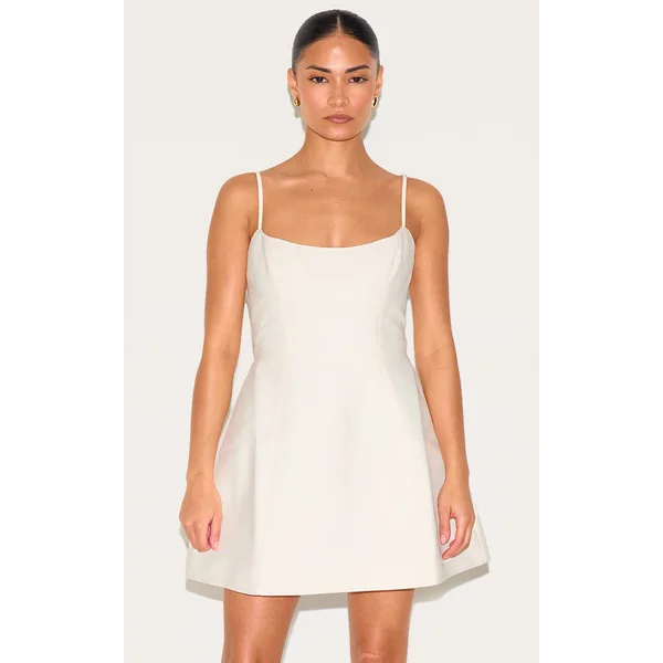Petite White Structured Shift Dress
