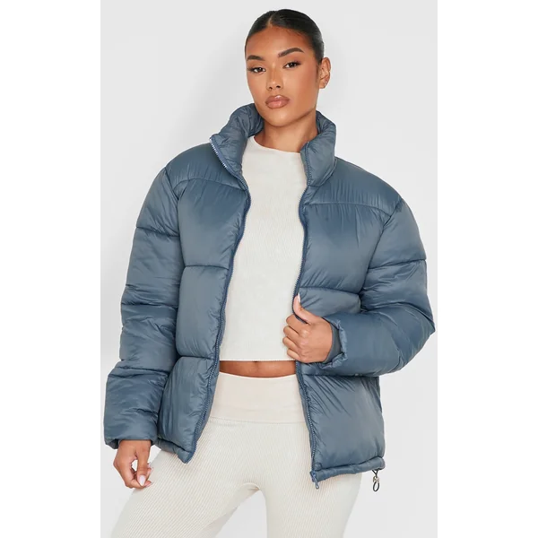 Petrol Shell Quilted Puffer Coat