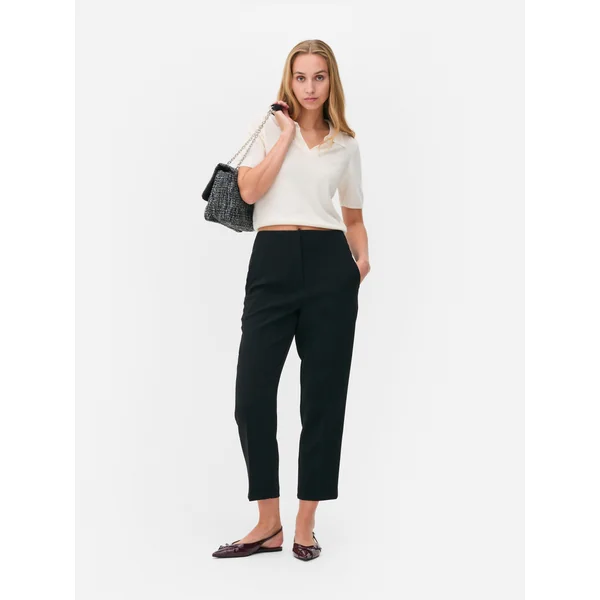 Pin Stitch High Waist Pants - Black