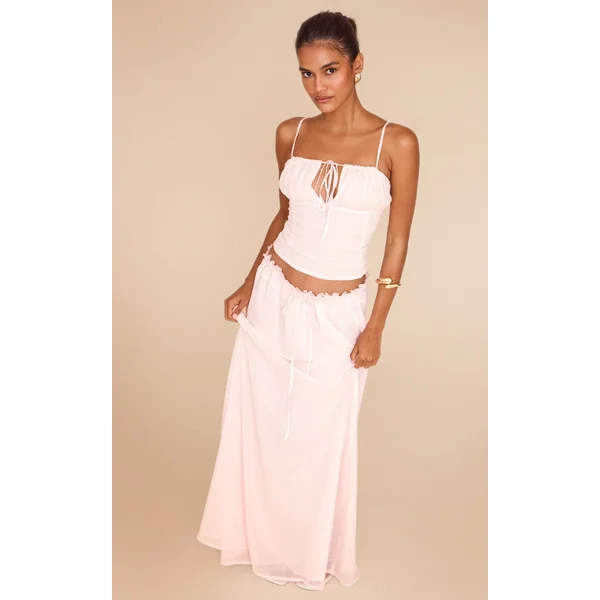 Pink Chiffon Floaty Maxi Skirt