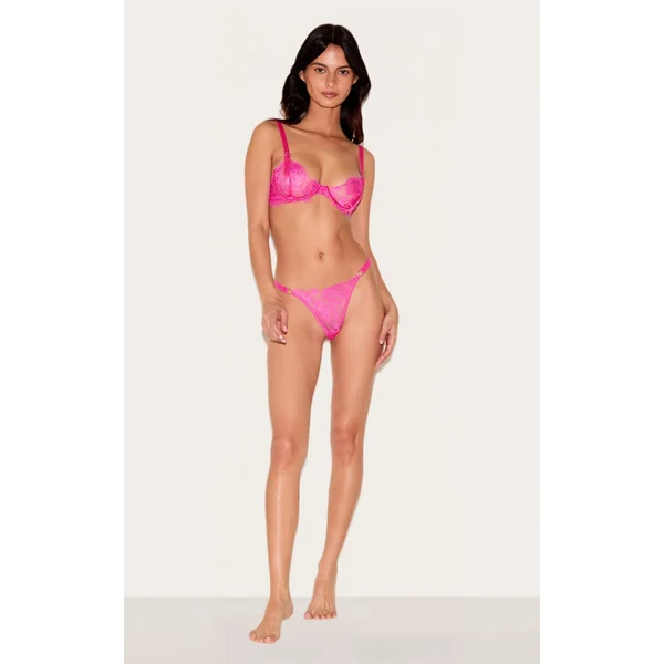 Pink Eyelash Lace Thong