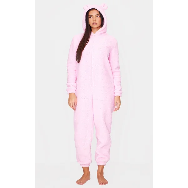 Pink Hooded Fleece Onesie