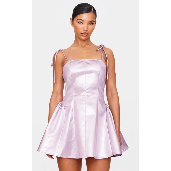 Pink Metallic Mini Skater Dress