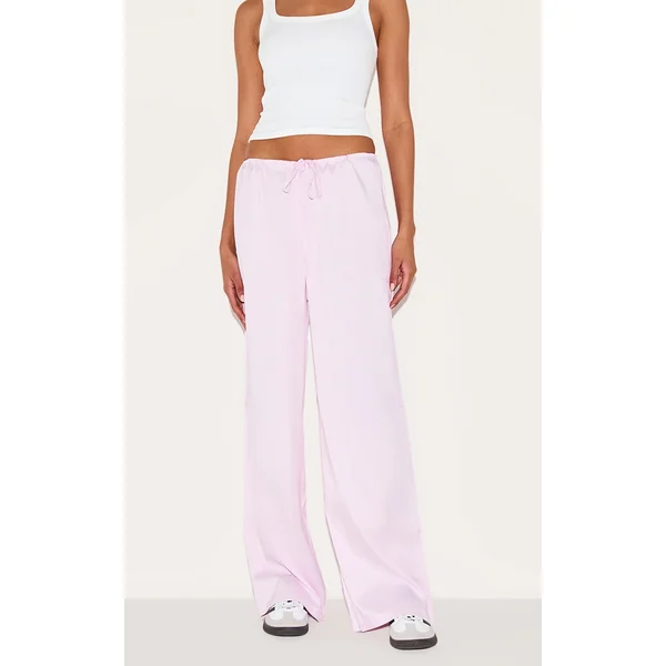 Pink Pinstripe Low Rise Drawstring Waist Pants