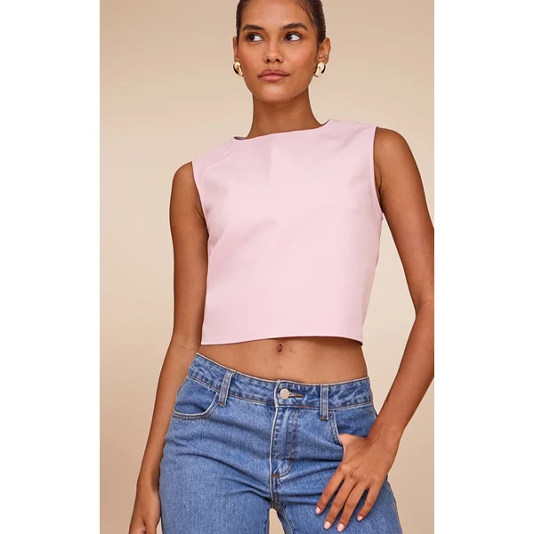 Pink Woven Sleeveless Boxy Top