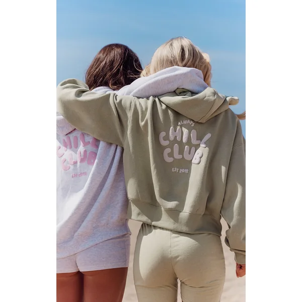 Pistachio Chill Club Puff Print Zip Up Jacket