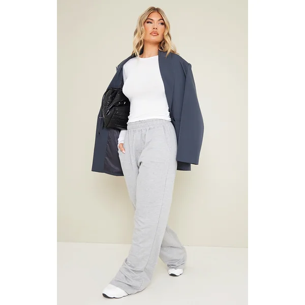PLT Grey Marl Embroidered Wide Leg Sweatpants