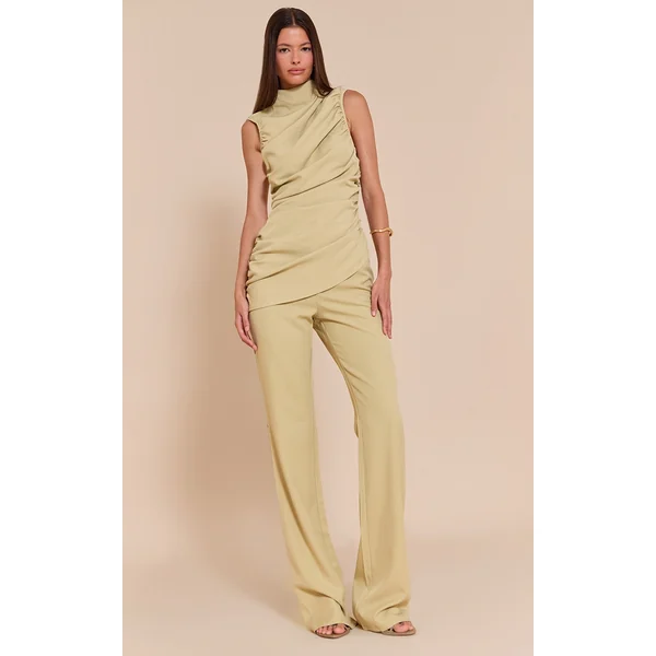 PLT Label Green Tailored Straight Leg Pant