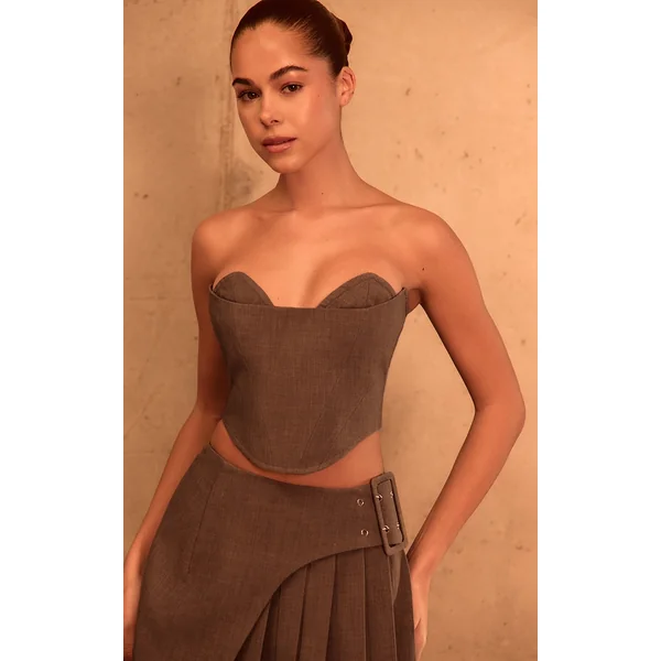 PLT Label Mocha Bust Detail Tailored Corset