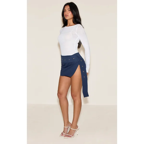 PLT Label Navy Belt Detail Wrap Mini Skirt