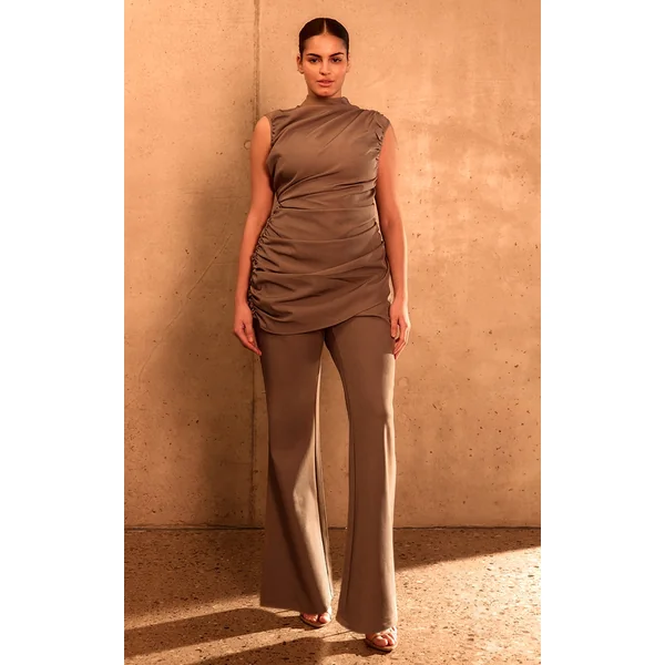 PLT Label Plus Dark Taupe Straight Leg Pants