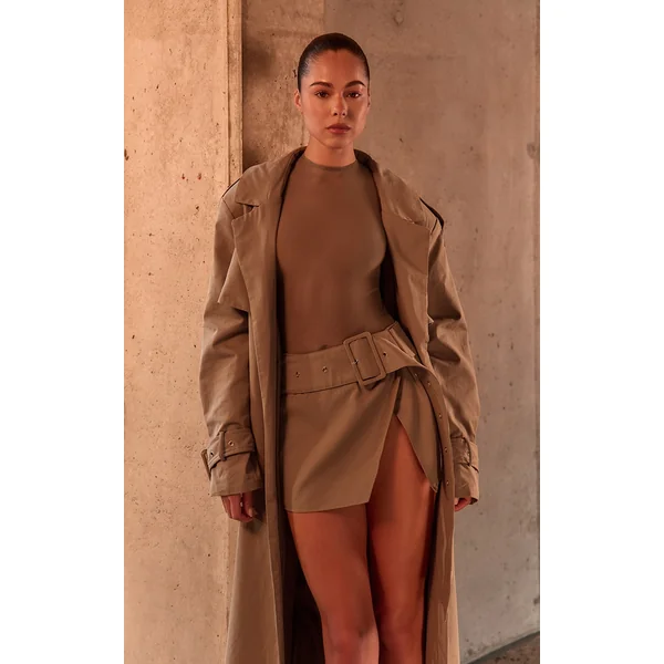 PLT Label Taupe Mesh Long Sleeve Bodysuit