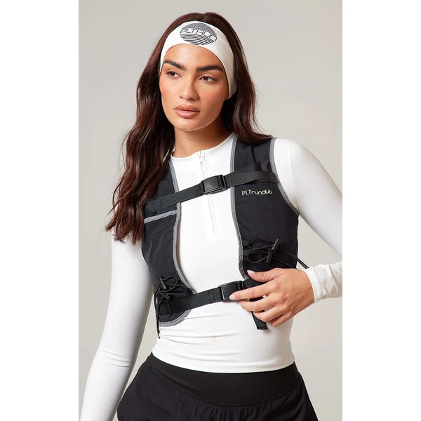 PLT RUN Black Running Contrast Binded Reflective Hydration Vest