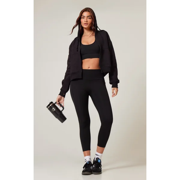 PLT RUN Black Sculpt Pocket Detail Cropped Leggings