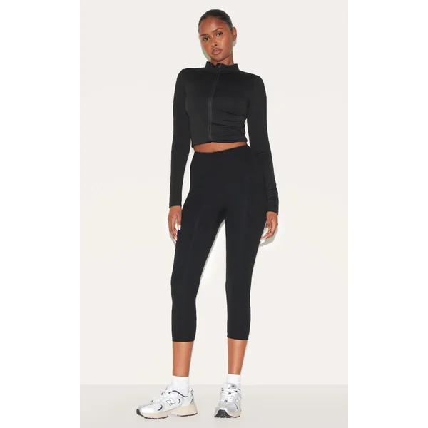PLT SPORT Black Sculpt Pedal Pusher Leggings