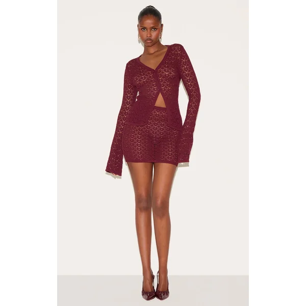 Plum Crochet Mini Skirt