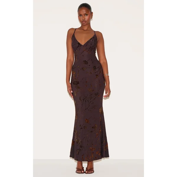Plum Devore V-neck Maxi Dress