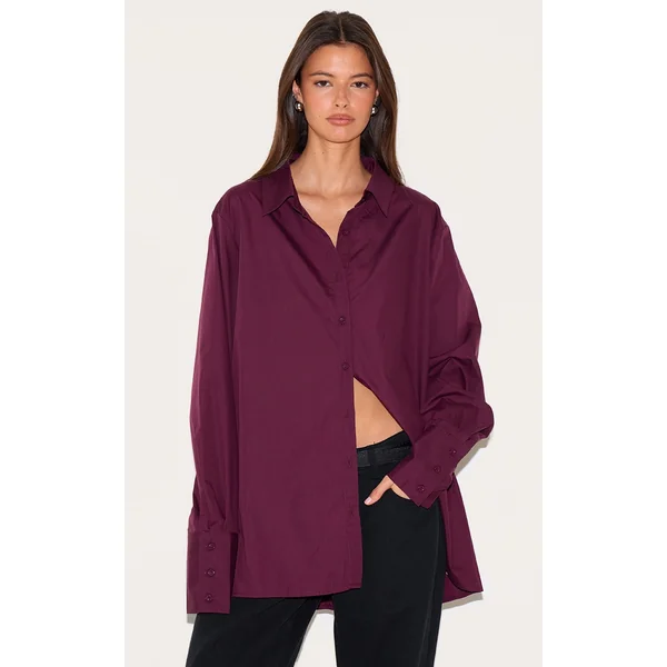 Plum Oversized Cuff Shirt