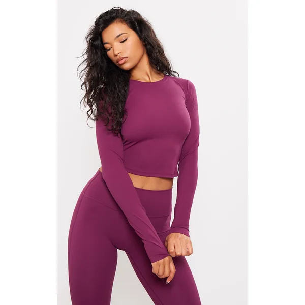 Plum Ultimate Sculpt Long Sleeve Crop Gym Top