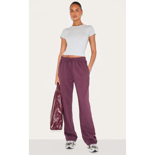 Plum Washed Wide Leg Sweatpants