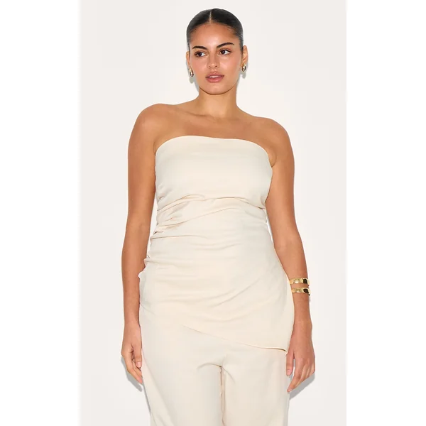 Plus Almond Tailored Woven Top