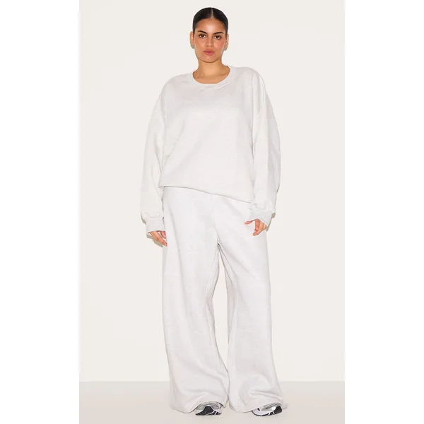 Plus Ash Grey Flared Split Hem Sweatpants
