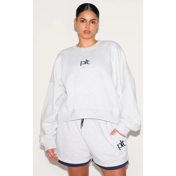 Plus Ash Grey Plt Sweatshirt