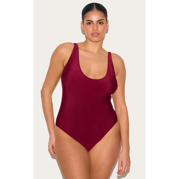 Plus Berry Basic Scoop Swimsuit