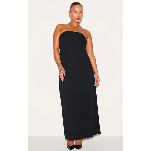 Plus Black Bandeau Ruched Shift Dress