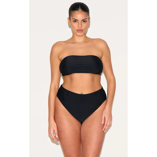 Plus Black Basic Bandeau Bikini Top