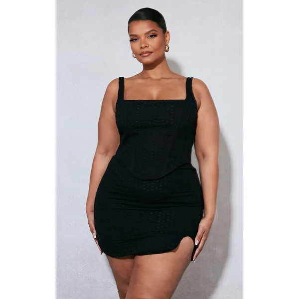 Plus Black Broderie Anglaise Corset