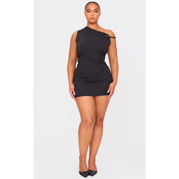 Plus Black Contour Sleeveless Knot Detail Mini Dress